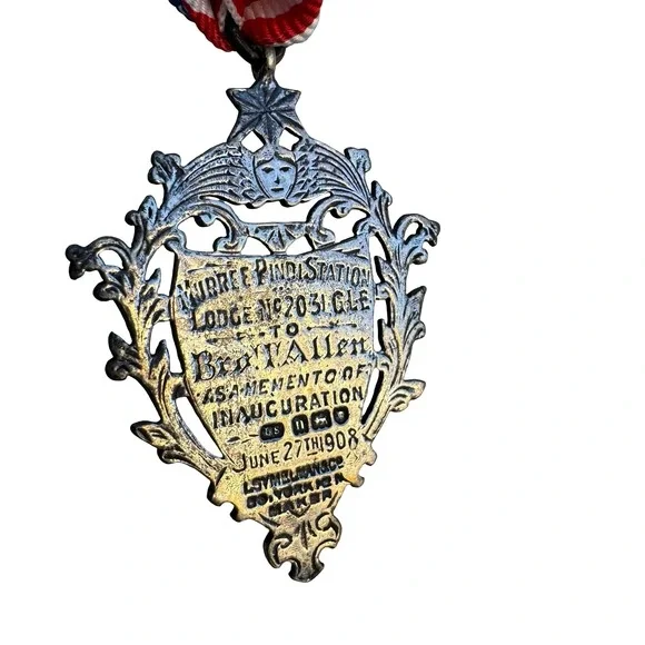 Antique 1908 Masonic Sterling Silver Medal Murree Pindi Station Lodge 2031 GLE - Picture 5 of 9
